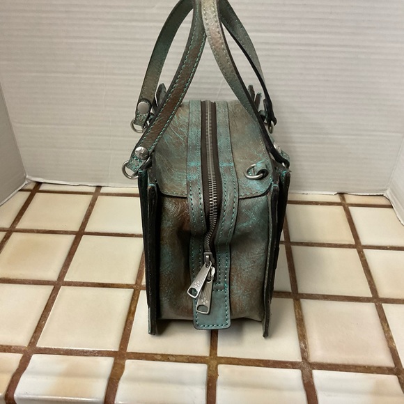 Patricia Nash Bag Satchel Crossbody Detachable Strap Turquoise Embossed Purse - Picture 5 of 13